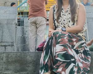 Brown Multicolored Long Skirt