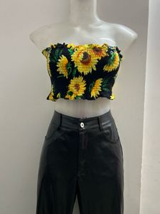 Sunflower Printed Tube Top
