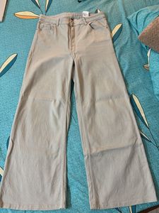 High Waist Wide Leg Beige Pants