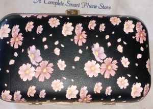 balck Floral Print Clutch