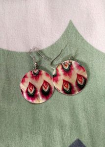 Pink Peacock Feather Earrings