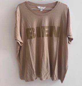 Beige Graphic Tee - 'Bien' Slogan