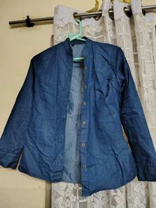 Denim Chinese Collar Shirt For Womens 🥰