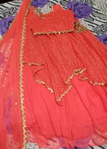 1 Day Offer 650 Designer Orange Crop Top Lehenga &dupatta Golden Lass