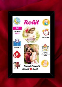 Newborn Baby Birth Memory Black A4 Frame