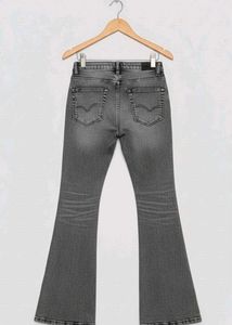 Flared Gray Denim Jeans