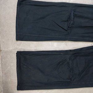 Black Wide Leg Distressed Jeans