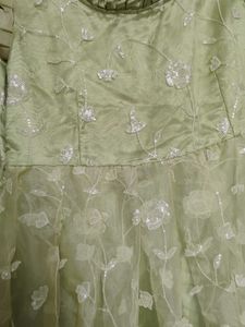 Pista Green Party Wear Girls Frock