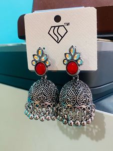 Red Jhumka Earrings
