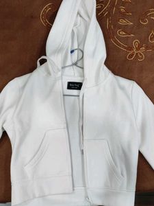 New White Zip-Up Cropped Hoodie