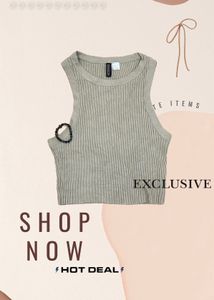 New H&M Nude Ribbed Top