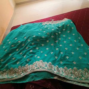 Georgette Embroidery Saree With Stitch Blouse