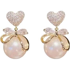 Pearl Heart Drop Earrings