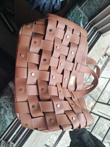 Brown Woven Tote Bag