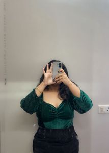 Green New Velvet Top