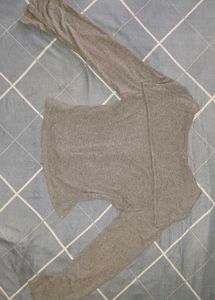 Gray Long Sleeve Top with Bow