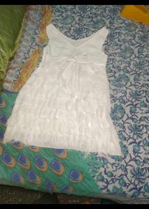 Women Frill Dress White Short