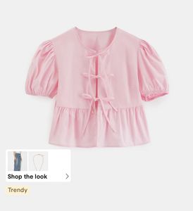 Pink Peplum Tie-Front Top