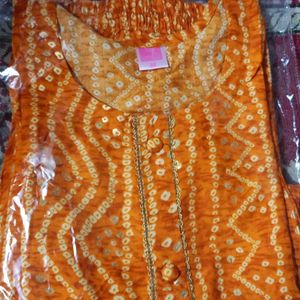 Vintage Orange Jaipuri Print Sui