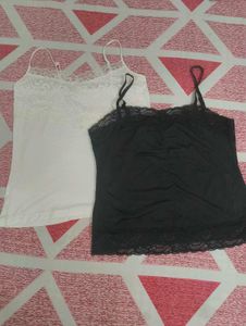 Lace Trim Cami Tanks - Black &amp; White