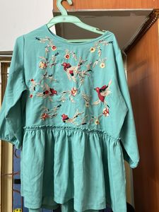 Ethnic Peplum Kurta - Mason Green Color