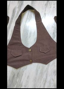 Brown Halter Top Vest