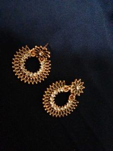 Rose Gold Hoop Earrings with Floral Accents