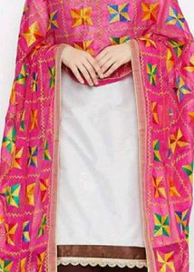 pink fulkari wifh patch work
