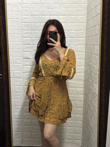 Boho Floral Mustard Dress