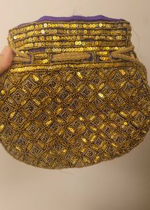 Exotic India Embroidered Satin Potli