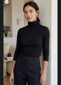 Black Turtleneck Long Sleeve Top