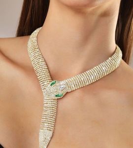 Designer White Zircons Studded Snake Necklace