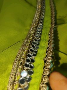Pink &amp; Green Saree With Stiched Blouse