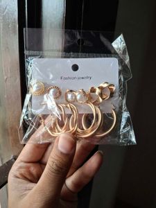 Pack Of 6 Gold Plated Studs And Hoop Earings