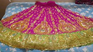 Rani-green Colour Lahenga &amp; Dupatta Without Blouse