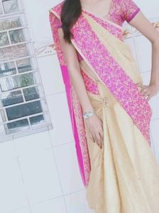 Off White White Coloured Beautiful Cotton Silk Saree