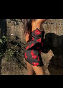 Red Black Mini Dress