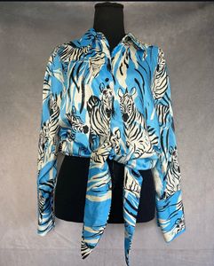 Zara Zebra Print Tie-Front Top