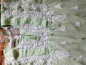 Pretty Green Net Top With Embroidery