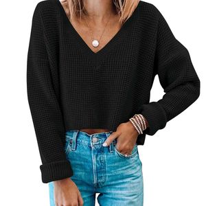 Black Cropped V-Neck Top