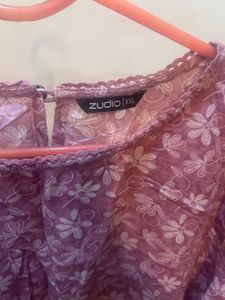 Lilac Floral Cotton Kurta – Soft &amp; Elegant
