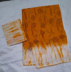 Pure Batik Print Cotton Saree With Blouse