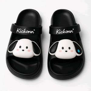 WOMEN Kawaii Puppy Slides – BLACK | Naina's Closet
