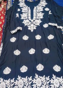 Black &amp; White Embroidered Kurta Set