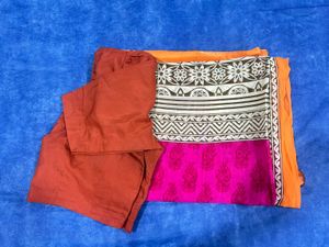 Multicolor Print silk Saree with Contras