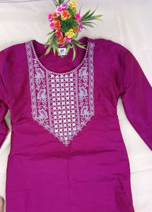 Embroidered Magenta Kurti