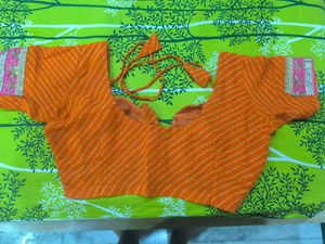 Elegant striped Orange Saree