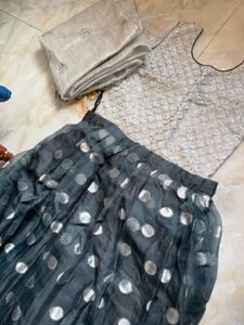 Lehenga Choli Set with Zari Work and Dupatta