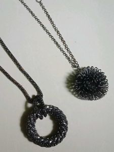 Two Dark Silver Necklaces