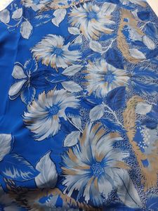 Blue Floral Printed Synthetic Georgette Saree